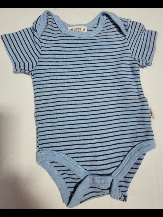 Rabbit + Bear Other - Rabbit & Bear Light Blue Striped Baby One-Piece Bodysuit